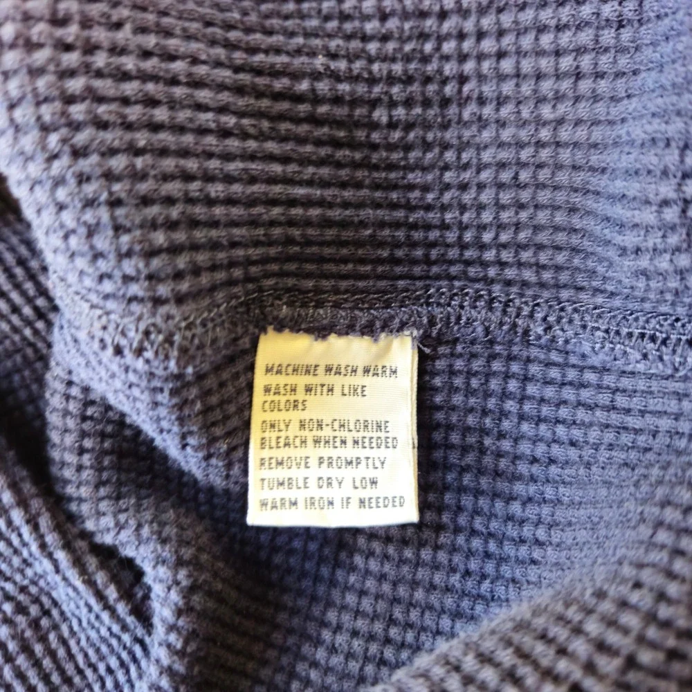 POLO RALPH LAUREN Washed Navy Waffle Knit Thermal Hoodie‎ L Red Pony Preppy